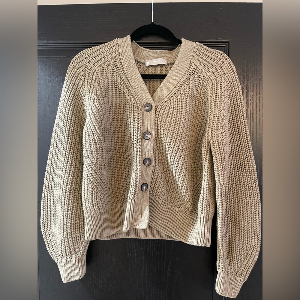 Everlane Khaki Button-Up Cardigan